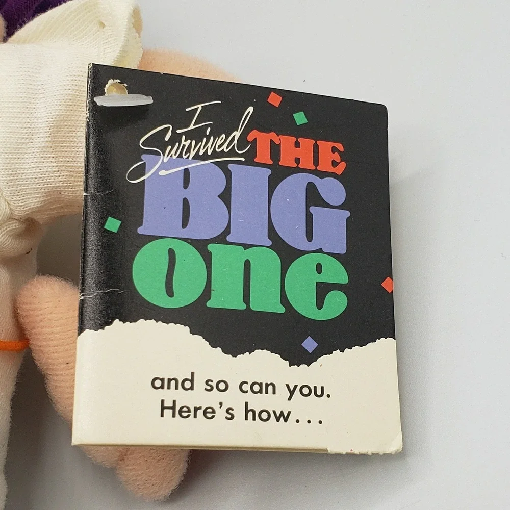 Vintage 80s Hallmark I SURVIVED THE‎ BIG ONE Plush for Birthday Big Event Gift